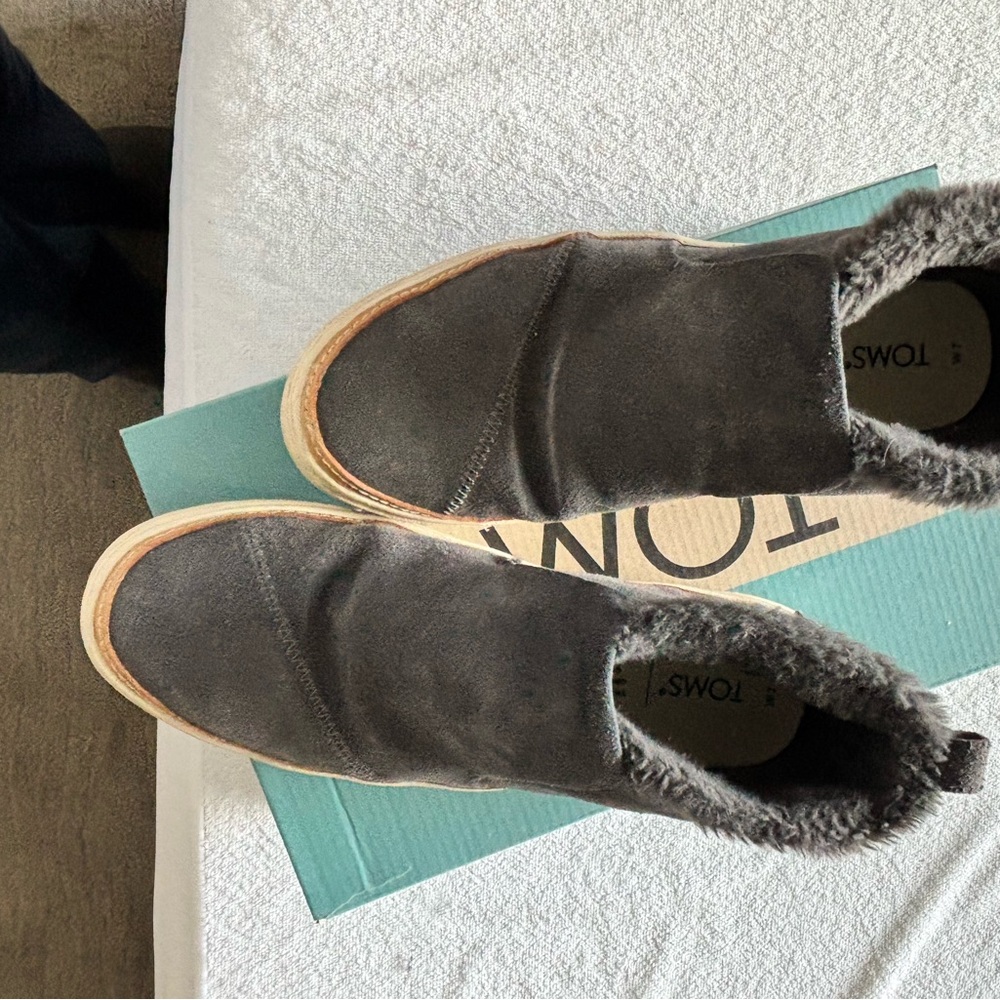 TOMS Charcoal Suede Slip-On Shoes